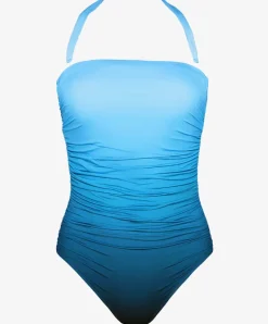 Brasil Ruched Bandeau Swimsuit - Blue Ombre
