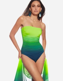 Brasil Ruched Bandeau Swimsuit - Lima
