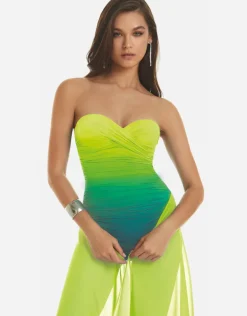 Brasil Ruched Twist Bandeau Swimsuit - Lima