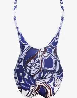 Cachemire Underwire Crossover Swimsuit - Blue and White