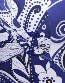 Cachemire Wrap Front Swimsuit - Blue and White