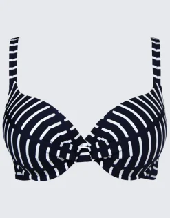 Capri Plunge Bikini Top - Navy Stripe