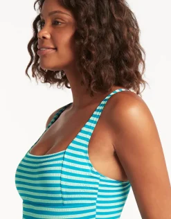 Capri Square Neck Swimsuit - Aqua