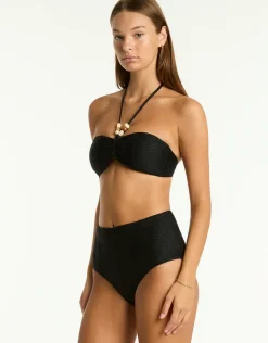 Caracus Ring Bandeau Bikini Top - Black
