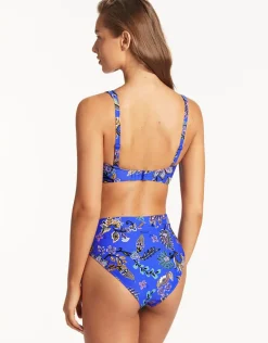 Carnivale Cross Front Multi Fit Bikini Top - Cobalt