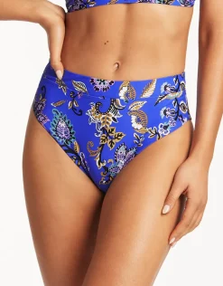 Carnivale High Waist Bikini Pant - Cobalt