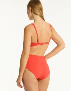 Casa Del Mar Belted High Waist Bikini Pant - Flame
