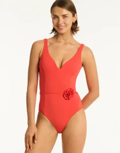 Casa Del Mar Plunge Swimsuit - Flame