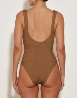 Celine Swimsuit with Tonal Hoops - Metallic Cocoa