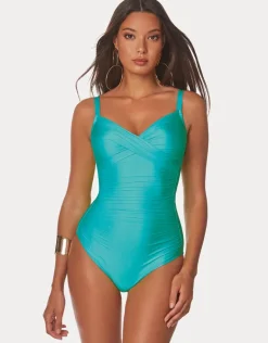 Ceylan Underwired Crossover Swimsuit - Aqua