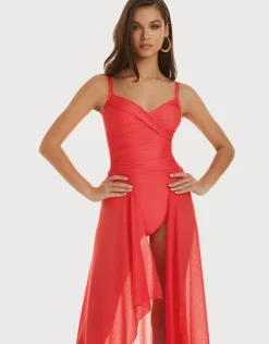 Ceylan Underwired Crossover Swimsuit - Lava