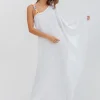 Chain One Shoulder Maxi Dress - White