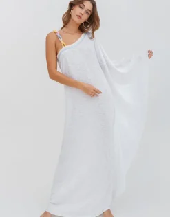 Chain One Shoulder Maxi Dress - White
