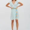 Chain Wrap Dress - Aqua