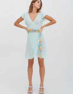 Chain Wrap Dress - Aqua