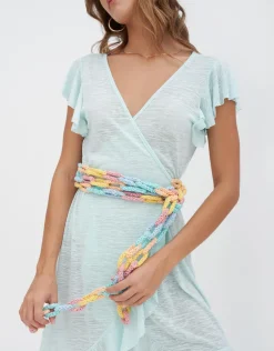 Chain Wrap Dress - Aqua