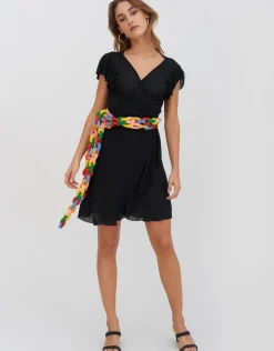 Chain Wrap Dress - Black
