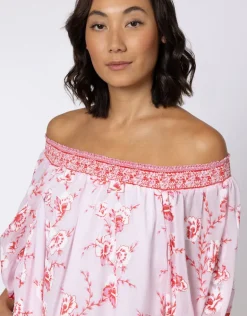 Cherry Blossom Off Shoulder Dress - Rose and Red