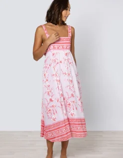 Cherry Blossom Tie Back Dress - Rose and Red