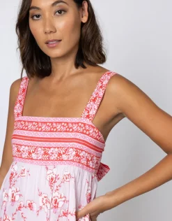 Cherry Blossom Tie Back Dress - Rose and Red