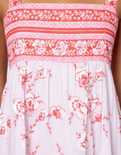 Cherry Blossom Tie Back Dress - Rose and Red