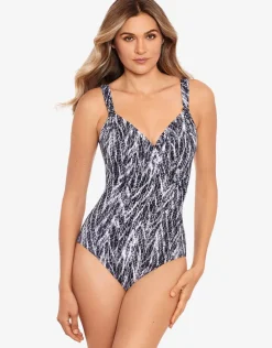 Chevron Python Siren Swimsuit - Silver Grey