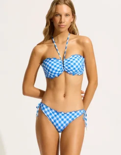 Ciao Bella Check DD U Tube Bikini Top - Azure