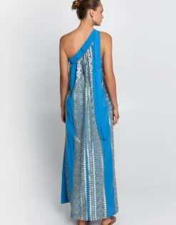 Classic Triangle Asymmetrical Maxi Dress - Blue Raf and Gold