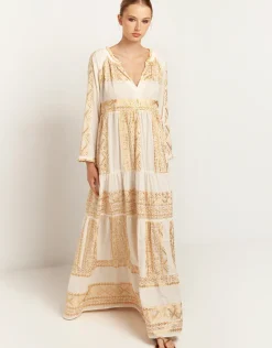 Classic Triangle Maxi Dress - Natural and Gold