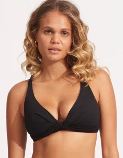 Collective DD Double Wrap Front Bikini Top - Black