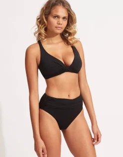 Collective DD Double Wrap Front Bikini Top - Black