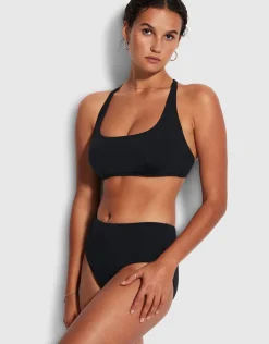 Collective DD Scoop Neck Halter Bikini Top - Black