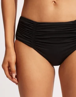 Collective Gathered Front Retro Bikini Pant - Black