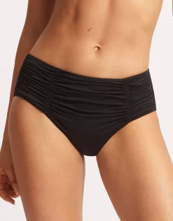 Collective Gathered Front Retro Bikini Pant - Black