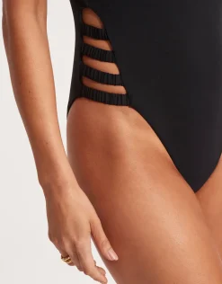 Collective Gathered Strap Swimsuit - Black