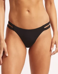 Collective Gathered Tab Bikini Pant - Black