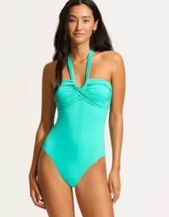 Collective Halter Bandeau Swimsuit - Aquatic Blue