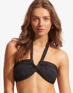 Collective Halter Bandeau Bikini Top - Black
