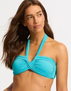 Collective Halter Bandeau Bikini Top - Atoll Blue