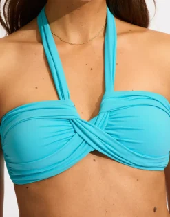 Collective Halter Bandeau Bikini Top - Atoll Blue