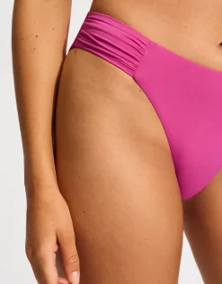 Collective High Leg Ruched Side Bikini Pant - Hot Pink