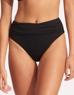 Collective High Waist Wrap Front Bikini Pant - Black