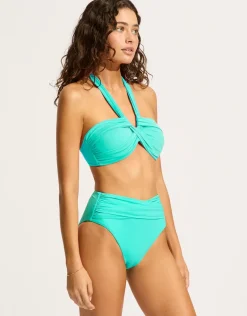 Collective High Waist Wrap Front Bikini Pant - Aquatic Blue