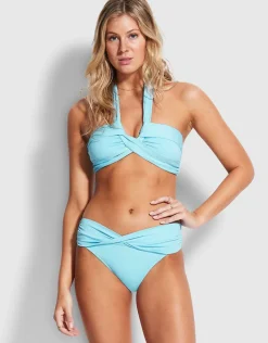 Collective Twist Band Hipster Bikini Pant - Sky Blue