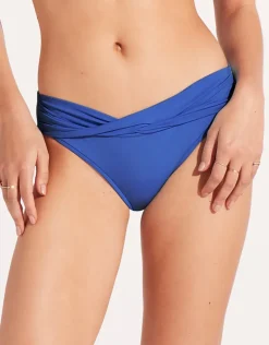 Collective Twist Band Hipster Bikini Pant - Azure