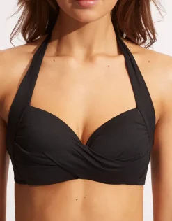 Collective Twist Soft Cup Halter Bikini Top - Black