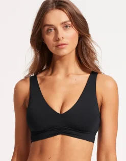 Collective V Neck Tank Bikini Top - Black