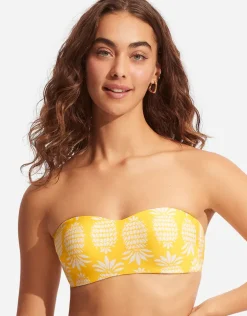 Corsica Bustier Bandeau Bikini Top - Citron