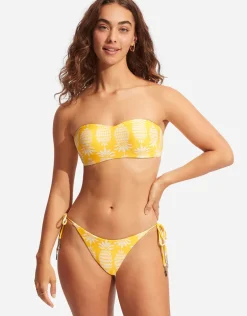 Corsica Bustier Bandeau Bikini Top - Citron