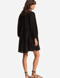 Corsica Embroidery Tier Dress - Black
